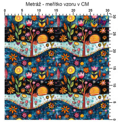 OB Vzor - Malované stromy výběr z variant materiálu - vlastní tisk na objednávku