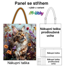 OB Panel k ušití  - nákupní taška/nákupní taška s prodluženými uchy - Mainská mývalí kočka na louce - výběr z typu a materiálů