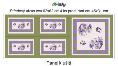 OB Panel k ušití - středový ubrus + 4 ks prostírání - levandule výběr z variant materiálů