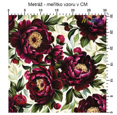 OB Vzor - pivoňky výběr z variant materiálu - vlastní tisk na objednávku