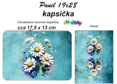OB Panel k ušití - kapsička k nákupní tašce/kosmetická taštička - kopretiny vlastní tisk na objednávku