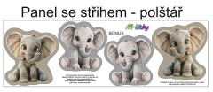 OB Panel k ušití  - 3D dekorativní polštář - Slon+bonus výběr z variant