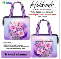 OB Panel k ušití  - Hokkaido velká taška přes rameno/nákupní taška - růžové květz - výběr z typu a materiálů