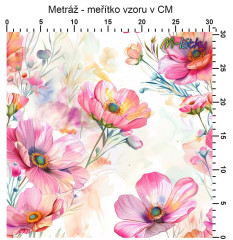 OB Metráž malované květy náš tisk na objednávku – výběr z materiálů