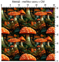 OB Vzor - muchomůrky výběr z variant materiálu - vlastní tisk na objednávku
