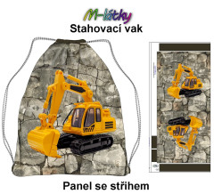 OB Panel se střihem k ušití - stahovací vak - bagr Materiál - výběr z variant