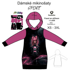 MOB F - Panel k ušití  - dámské mikinošaty SPORT XS - XXXL  - motorkářka Digitální tisk m-látky - výběr z variant  střih Fazonetka