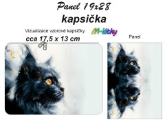 MOB Kapsička k nákupní tašce/kosmetická taštička - Černá kočka Panel k ušití - náš tisk na objednávku