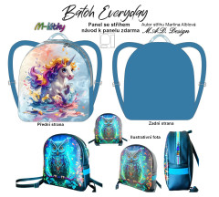 MOB D - Panel k ušití - batůžek  Everyday + bonusový panel 30x30 cm - střih Martina Alblová - Jednorožec fotonávod v popisu produktu