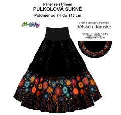 OB Půlkolová sukně Vyšívané květy - náš tisk na objednávku – výběr z variant  panel se střihem