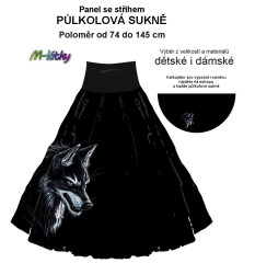 OB Půlkolová sukně Vlk - náš tisk na objednávku – výběr z variant  panel se střihem