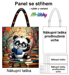 OB Nákupní taška - Panda čtenářka panel se střihem náš tisk na objednávku