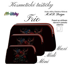 OB D - Panel k ušití - Kosmetická taštička Trio - set tří velikostí - Gothic růže fotonávod v popisu produktu