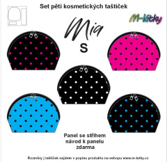 OB Panel k ušití - Set Mia rozměr S -  5 ks taštiček - puntíky vlastní tisk na objednávku - výběr z variant
