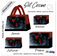 MOB Panel k ušití - Set taštiček Cosmo (Jana, Jiřina, Petra, Irena)  - Černá orchidea vlastní tisk na objednávku - výběr z variant