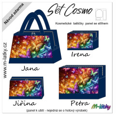 MOB Panel k ušití - Set taštiček Cosmo (Jana, Jiřina, Petra, Irena) - Barevní motýli vlastní tisk na objednávku - výběr z variant