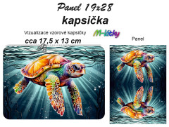 MOB Kapsička k nákupní tašce/kosmetická taštička - želva Panel k ušití - náš tisk na objednávku