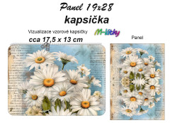 MOB Kapsička k nákupní tašce/kosmetická taštička - Kopretiny Panel k ušití - náš tisk na objednávku