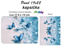 OB Kapsička k nákupní tašce/kosmetická taštička - motýli na vodní hladině Panel k ušití - náš tisk na objednávku