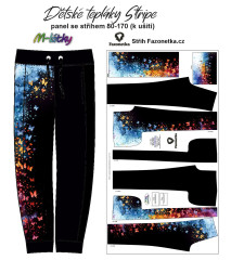 MOB F - Panel k ušití   - dětské tepláky Stripe 80 -170 - Motýlí roj výběr z variant materiálu
