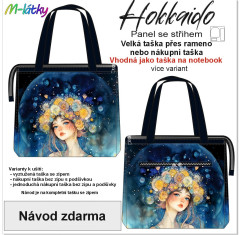 OB Panel k ušití  - Hokkaido velká taška přes rameno/nákupní taška - Pampelišková víla - výběr z typu a materiálů