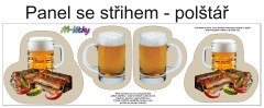 OB Panel k ušití  - 3D dekorativní polštář velikost L - Pivo s bůčkem výběr z variant