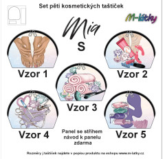 MOB Panel k ušití - Set Mia rozměr S -  5 ks taštiček - Peidkérka vlastní tisk na objednávku - výběr z variant