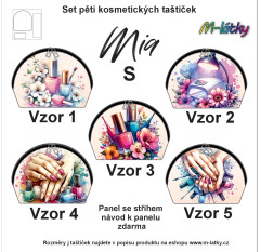 MOB Panel k ušití - Set Mia rozměr S -  5 ks taštiček - nehtařka vlastní tisk na objednávku - výběr z variant