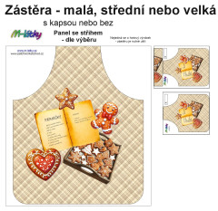 MOB Panel k ušití  - Zástěra - malá, střední nebo velká - s kapsou nebo bez  - výběr z variant a materiálů - Vánoční perníčky