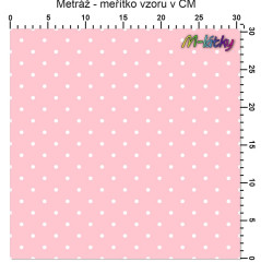 OB Metráž Bílé puntíky 5 mm na světle růžové náš tisk na objednávku – výběr z materiálů