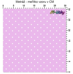 OB Metráž Bílé puntíky 5 mm na světle fialové náš tisk na objednávku – výběr z materiálů