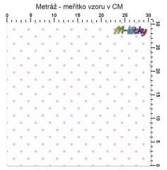 OB Metráž Světle fialové puntíky 5 mm na bílé náš tisk na objednávku – výběr z materiálů