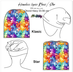 MOB UNI Homeless čepice Star/Klasic - nákrčník - Puzzle Panel se střihem - náš tisk na objednávku