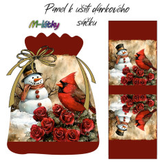 MOB Dárkový sáček malý Sněhulák - panel se střihem náš tisk na objednávku - výběr z variant