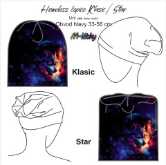 OB UNI Homeless čepice Star/Klasic - nákrčník - Vesmírný vlk Panel se střihem - náš tisk na objednávku