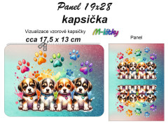 MOB Kapsička k nákupní tašce/kosmetická taštička - štěňata Panel k ušití - náš tisk na objednávku