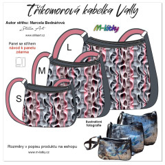 MOB B Panel se střihem - tříkomorová kabelka Vally - 3D růžovo šedá abstrakce fotonávod v popisu produktu - výběr z rozměrů