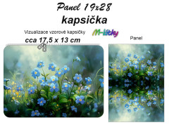 MOB Kapsička k nákupní tašce/kosmetická taštička - Pomněnky Panel k ušití - náš tisk na objednávku