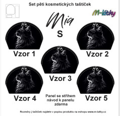 MOB Panel k ušití - Set Mia rozměr S -  5 ks taštiček - černá kočka vlastní tisk na objednávku - výběr z variant