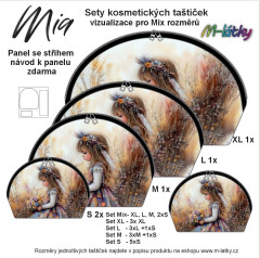 OB Panel kosmetická taštička Mia - Dívka s květy Panel se střihem tisk na objednávku