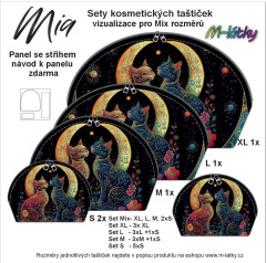 OB Panel kosmetická taštička Mia - Kočky s měsícem Panel se střihem tisk na objednávku