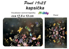 OB Kapsička k nákupní tašce/kosmetická taštička - květy, motýli, vážky Panel k ušití - náš tisk na objednávku