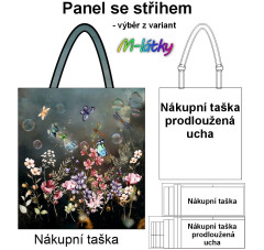 OB Panel k ušití  - nákupní taška/nákupní taška s prodluženými uchy -květy, motýli, vážky - výběr z typu a materiálů