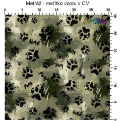 OB Metráž psí tlapky náš tisk na objednávku – výběr z materiálů
