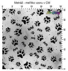 OB Metráž psí tlapky náš tisk na objednávku – výběr z materiálů