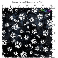 OB Metráž psí tlapky náš tisk na objednávku – výběr z materiálů