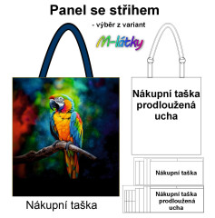 MOB Nákupní taška - papoušek panel se střihem náš tisk na objednávku