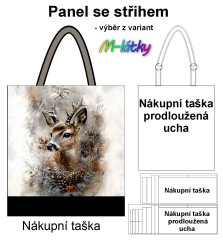 MOB Panel k ušití  - nákupní taška/nákupní taška s prodluženými uchy - Vánoční srnec - výběr z typu a materiálů