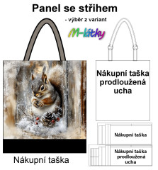 MOB Nákupní taška - Vánoční veverka panel se střihem náš tisk na objednávku