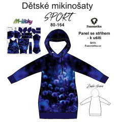 MOB F - Panel se střihem  - dětské mikinošaty SPORT 80 -164  (střih Fazonetka) - Pampelišky Ditigální tisk m-látky – výběr z variant